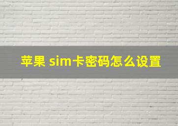 苹果 sim卡密码怎么设置